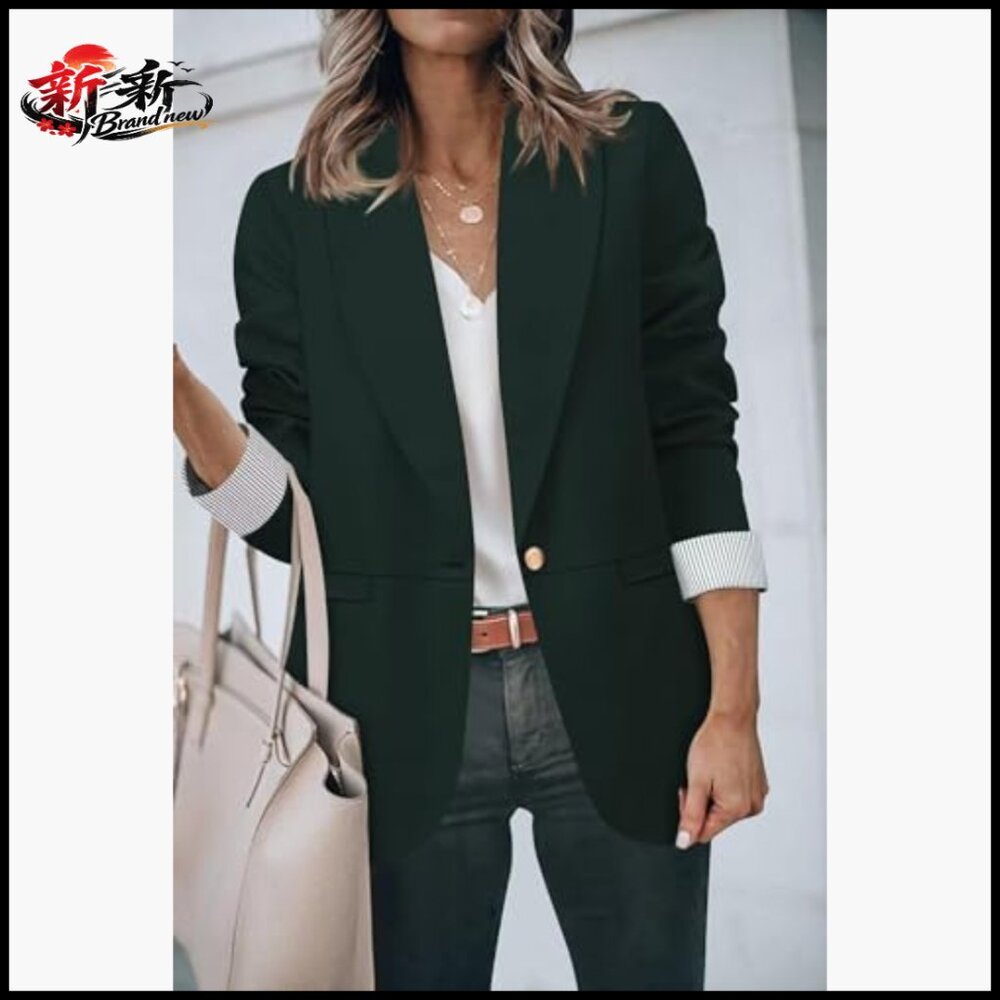 Open Front Blazer Jacket With Pockets, Polyester … - image 2